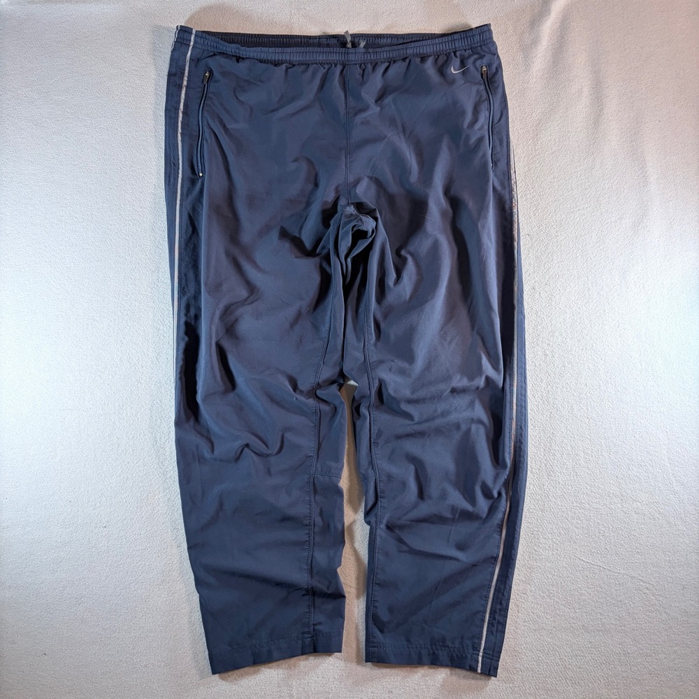 Nike Dri-FIT Mens Large Navy Blue Track Pants Zipper Pockets Athletic Running